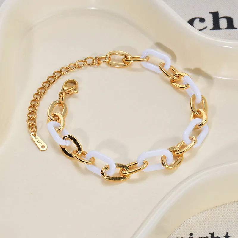 Stainless steel and resin double-layer heart bracelet for women in ins style.