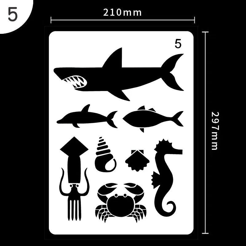 White plastic drawing stencil kit with reusable templates for art and craft designs
