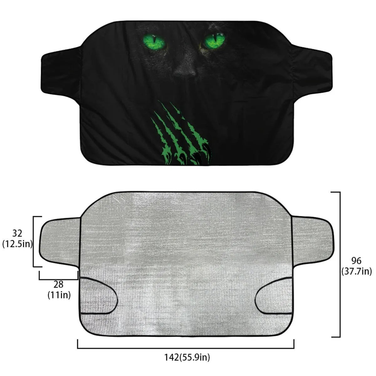 Car snow protection front gear cover made of aluminium foam polyester fabric, size 130cm by 70cm.