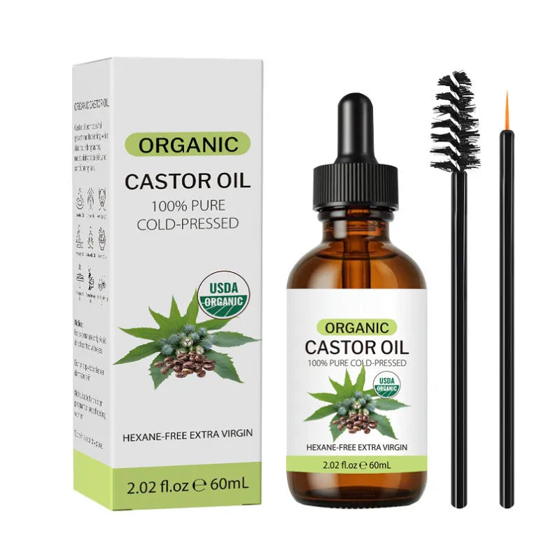 60ml rosemary castor oil hair oil in white bottle for frizz control and dry hair