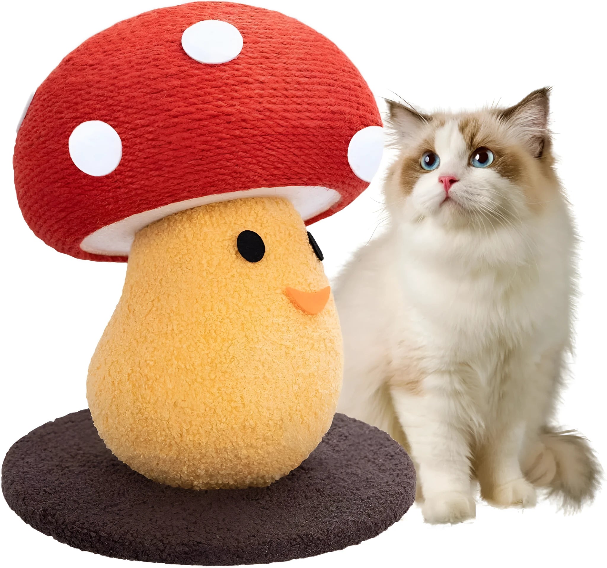 Foldable mushroom-shaped cardboard cat scratcher lounge for furniture protection