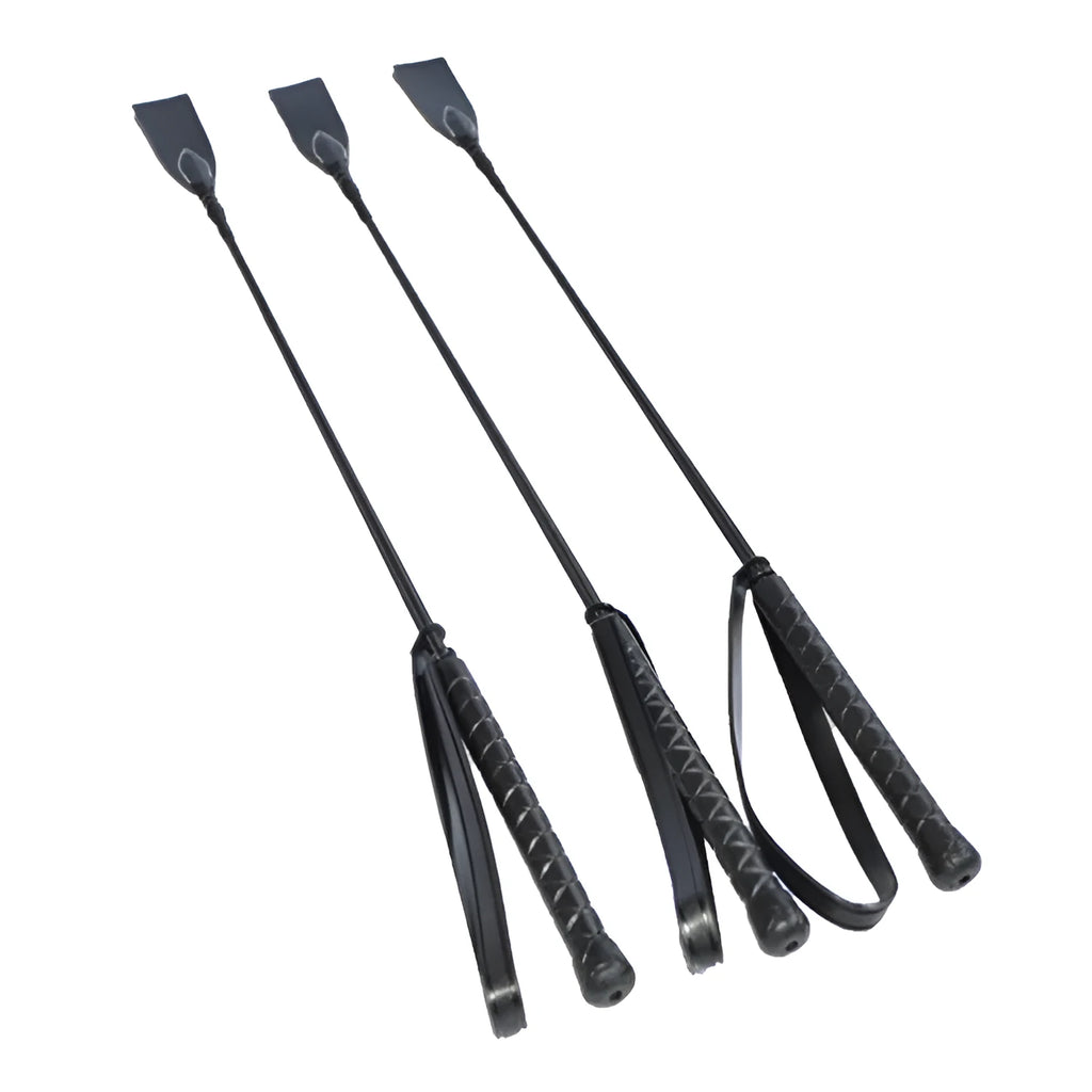 Short low carbon steel rider whip for obstacle training on white background