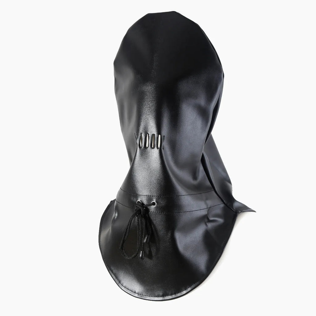 Black leather breathable adult play mask for roleplay and training