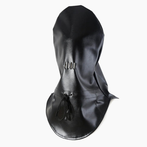 Black leather breathable adult play mask for roleplay and training