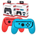 ABS plastic handle grip cover for Nintendo Switch Joycon controllers in Black and Red Blue colours.