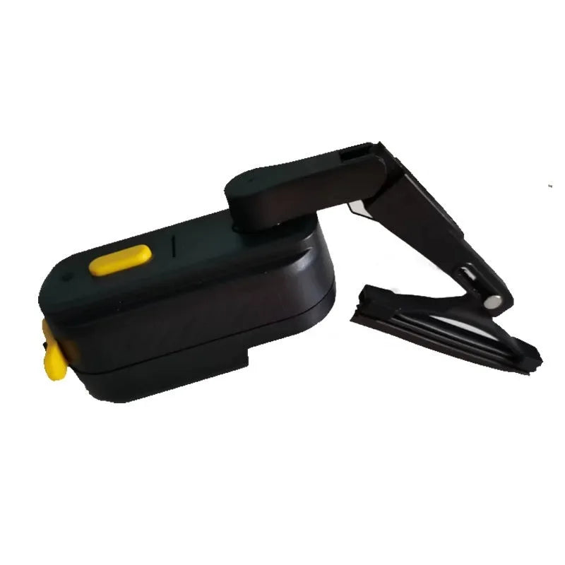 Black TZ-HW065 helmet wiper motor with attached 65mm silicone blade for motorcycle visors.