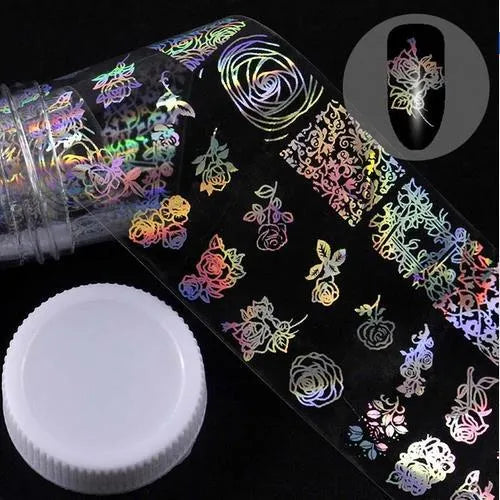 Roll of starry nail sticker paper, 1 metre long and 4 cm wide, with foil star patterns for nail art