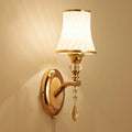 European style wall lamp with glass lampshade measuring 29 by 34 centimetres