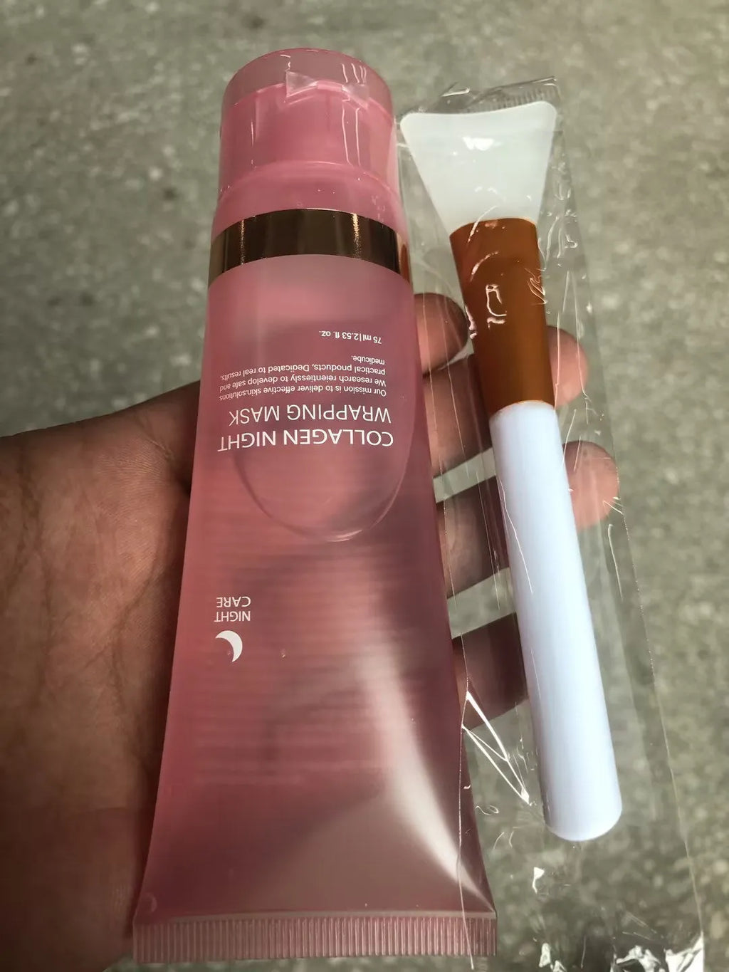 75ml collagen night face mask with application brush for overnight skin firming and hydration