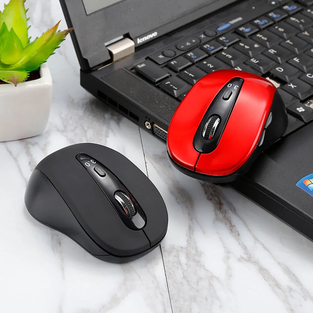 Wireless dual-mode ergonomic mouse for laptops with 2400DPI optical sensor in black