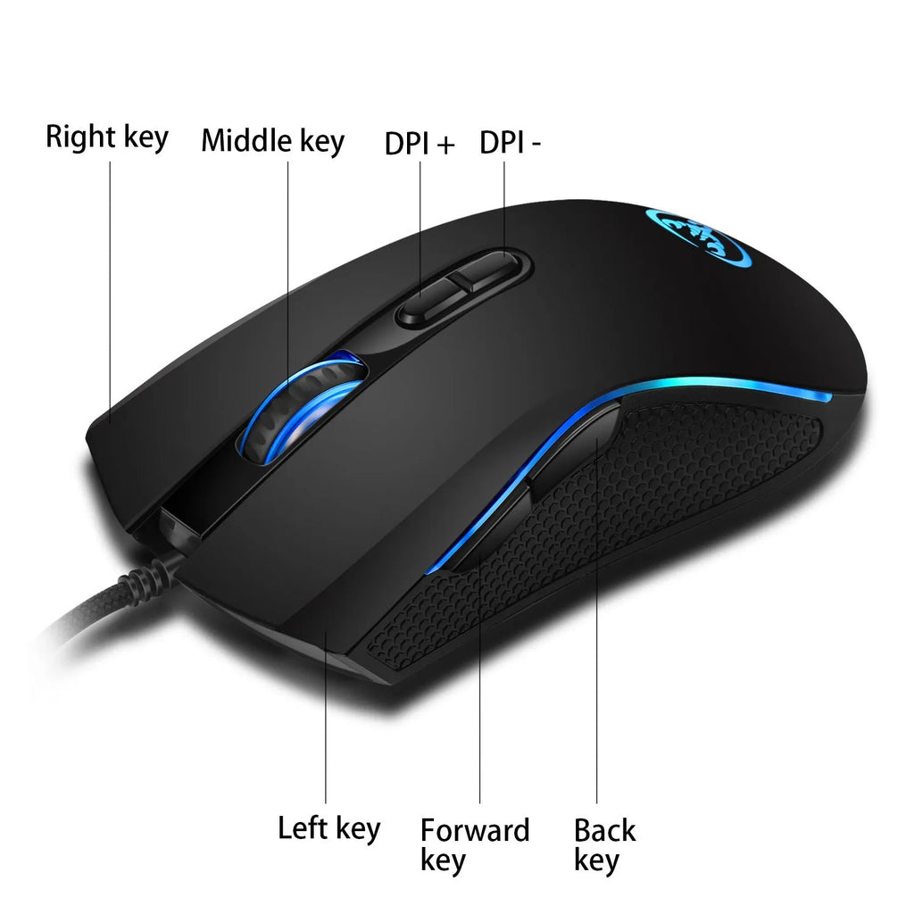 V700WB A869 white and black wired gaming keyboard and mouse combo with backlight on a desk.
