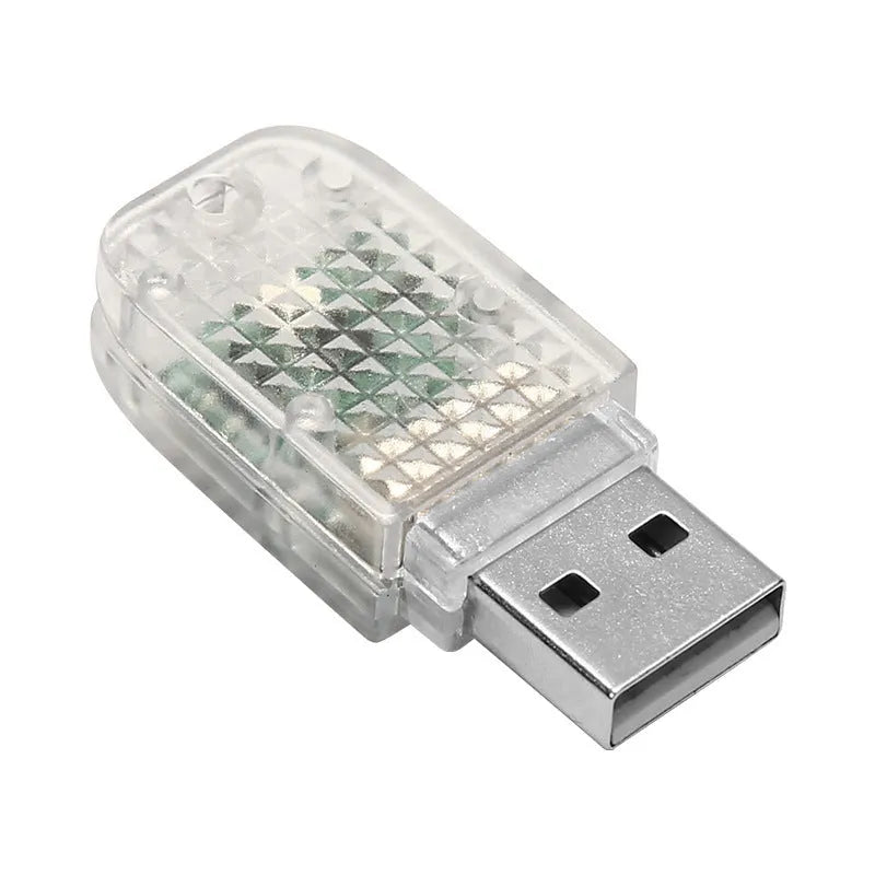 Car USB ambient atmosphere light with multiple colour modes including RGB voice control and touch operation