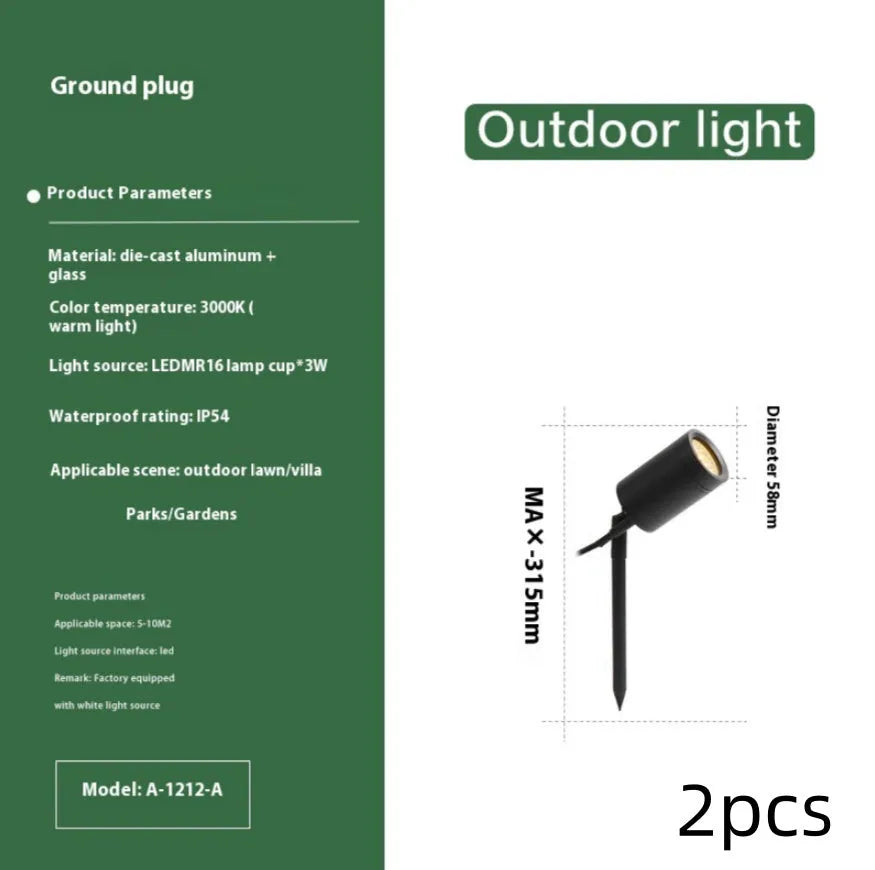 Aluminium outdoor ground lamp for garden lawn lighting with IP65 waterproof rating