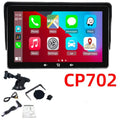 7-inch universal wireless CarPlay display for cars with suction cup mount and cigarette lighter cable.