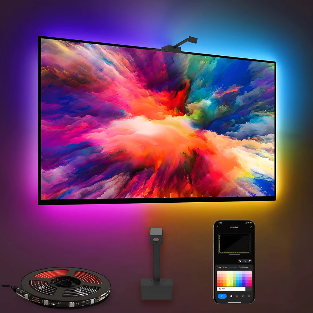 Graffiti IPC TV screen colour picker kit with RGB LED strip, controller, and Alexa support