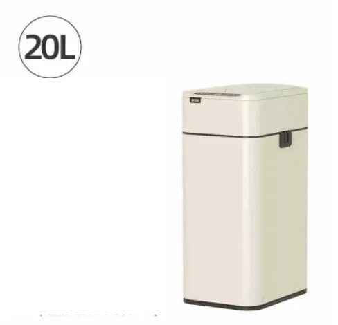 Stainless steel square inductive smart trash can with sensor lid and large capacity.