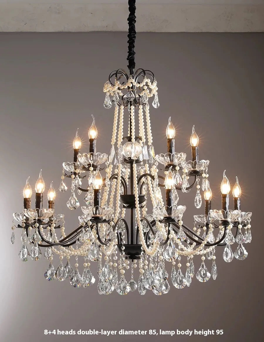 Black iron crystal chandelier with 8 heads for living room ceiling light