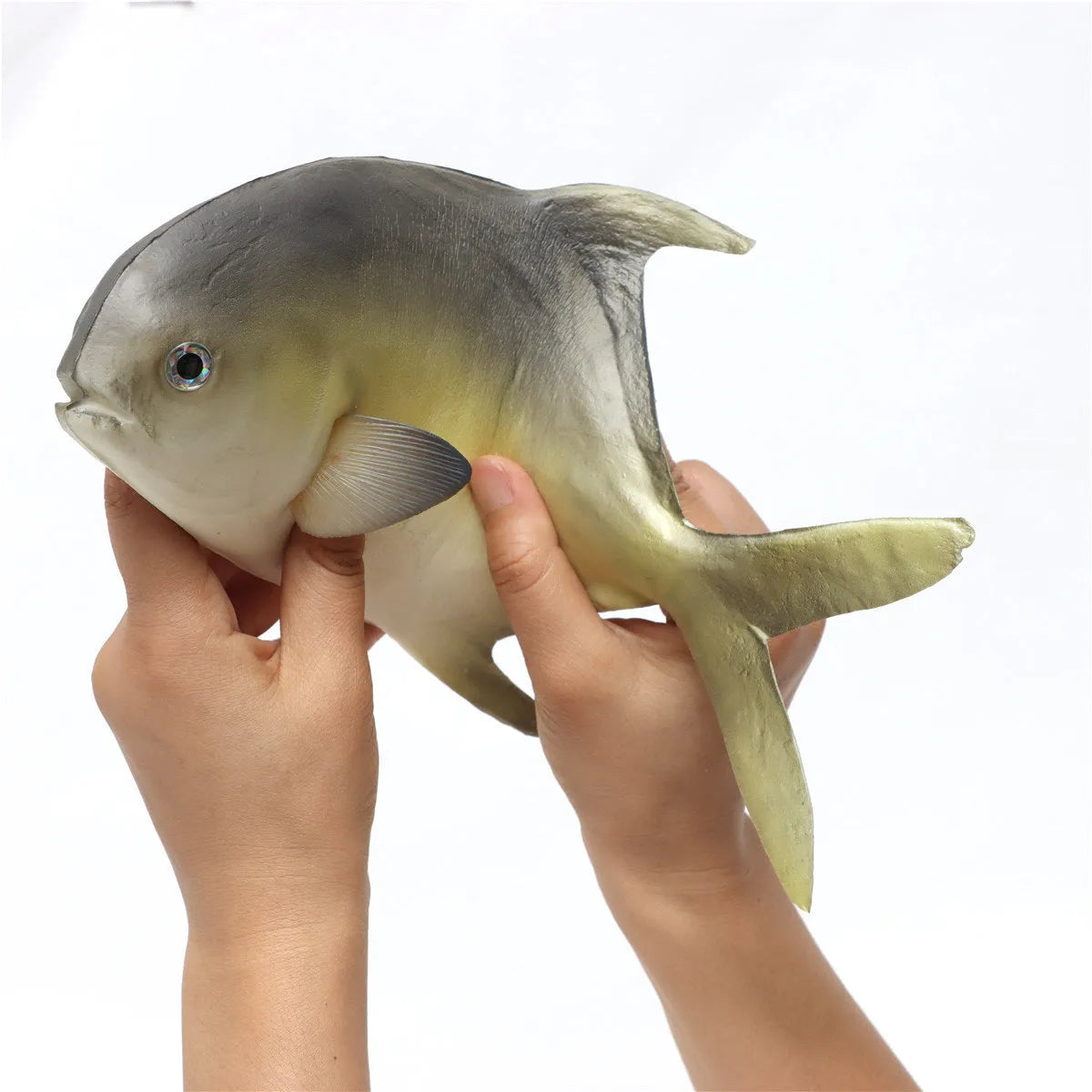 Three PU simulated fish ornaments showing yellow-fin tuna, small tuna, and yellow croaker marine species
