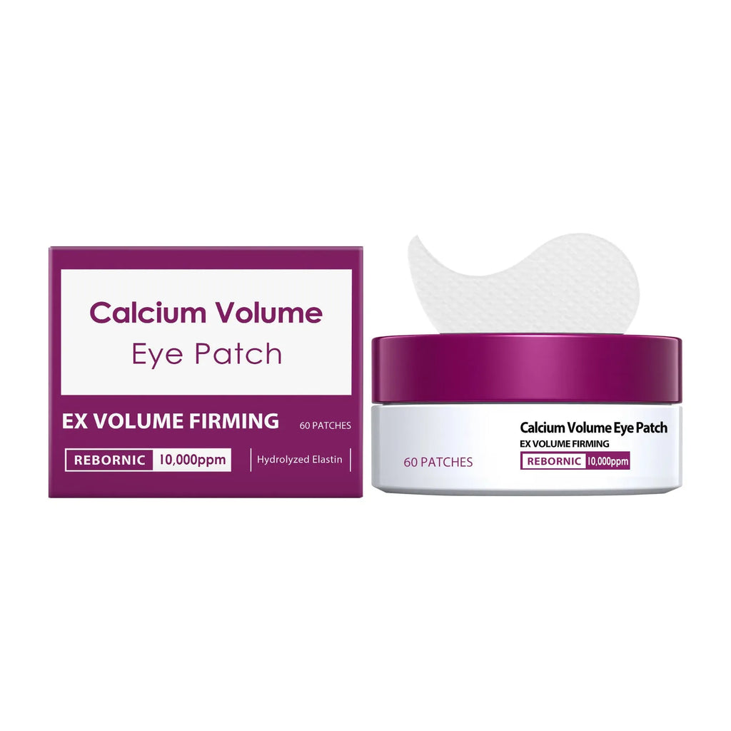 Tub of 60 nourishing under-eye patches, 8.2x8.2x4.3cm packaging, with collagen and hyaluronic acid