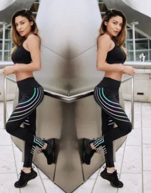 Women's milk silk workout leggings with print pattern in black and white colour options