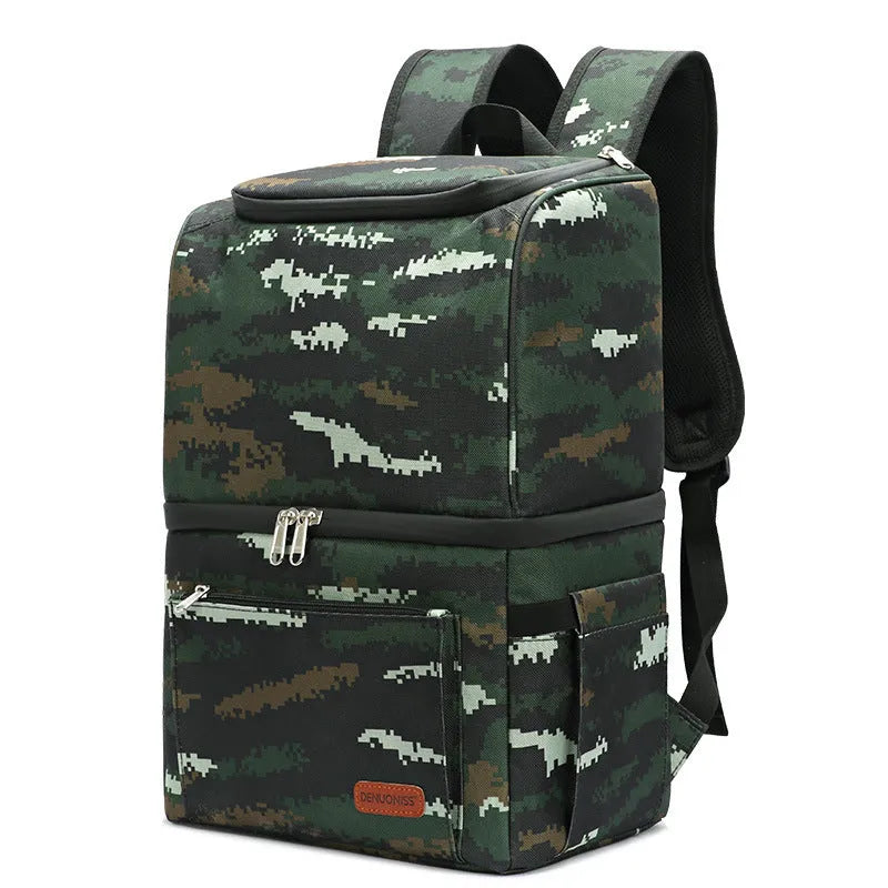 Double layer insulated backpack cooler with 22L capacity in waterproof Oxford cloth