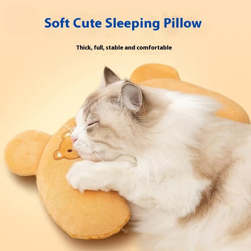 Cat U-shape pillow in Lomi Brown, breathable mini pet pillow for dogs, wooden free size design
