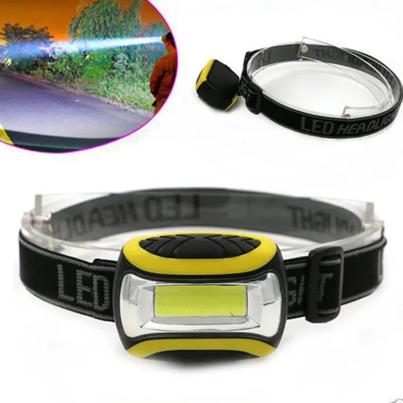 Yellow plastic three-speed COB LED headlamp for outdoor activities