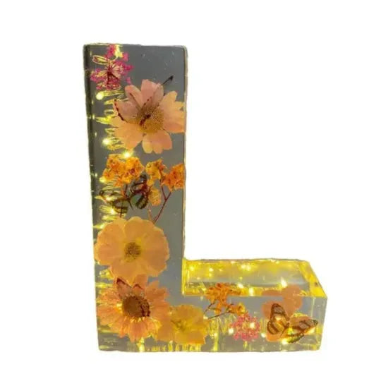 Transparent resin night light ornament with custom letter design 15cm square modern simplicity