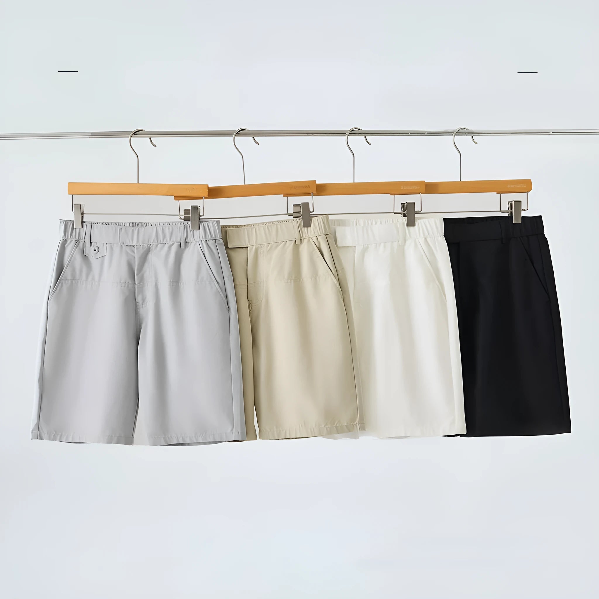 Men's cotton blend casual shorts in loose cut with micro elasticity for summer wear