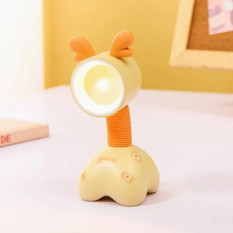 DIY cartoon character small night lamp with adjustable magnetic head in bear design on desk