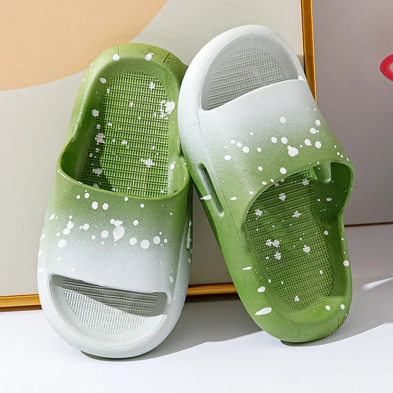 Children's gradient colour PVC summer slippers with open-toe design on non-slip sole