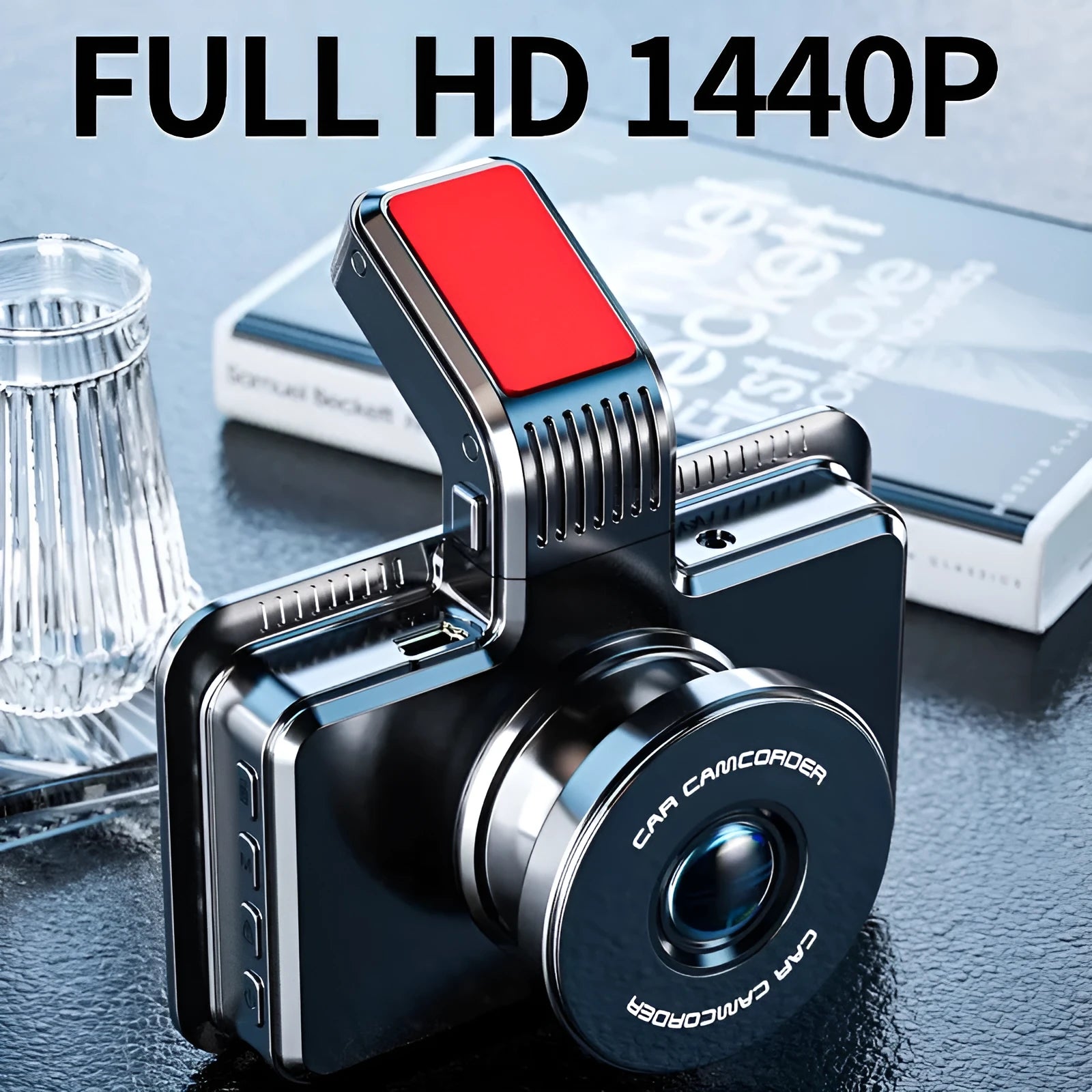3-inch dual lens car dash cam showing front and rear recording capability with button controls