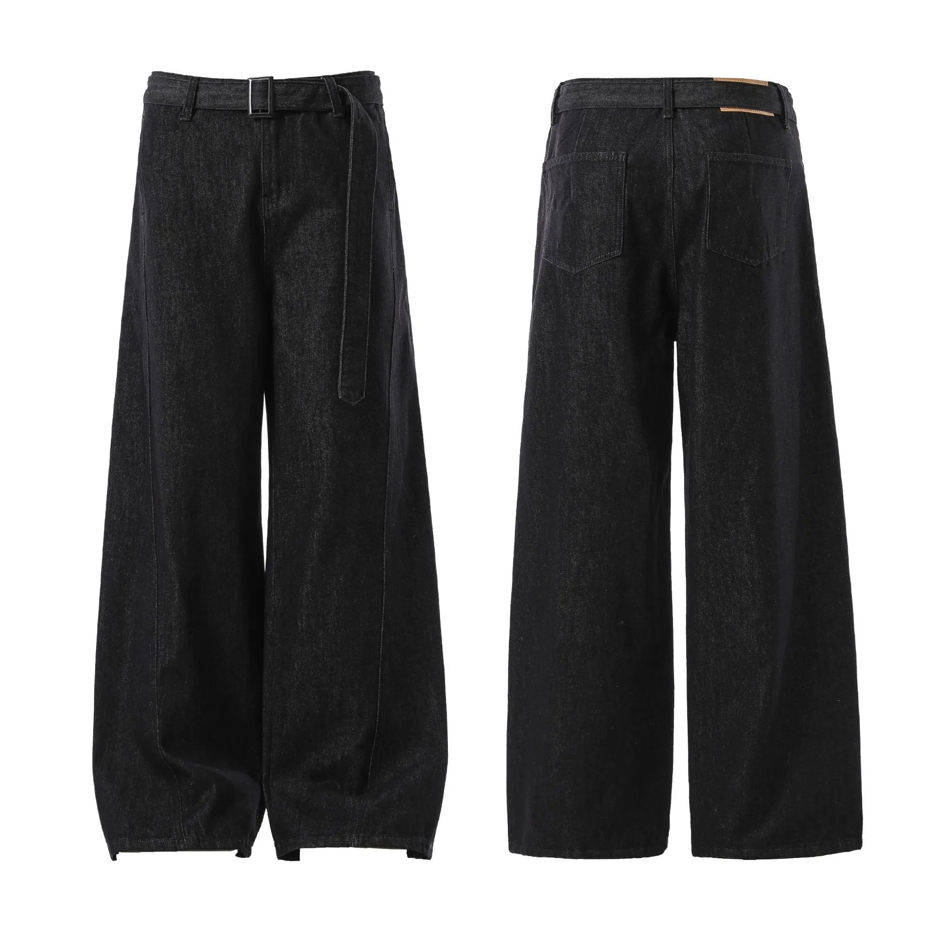 Women's black high waist straight leg jeans with zip fly in retro style