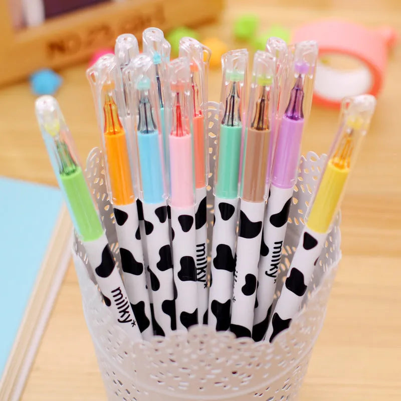 Box of 12 assorted cow-colour gel pens with 0.38mm fine tips.