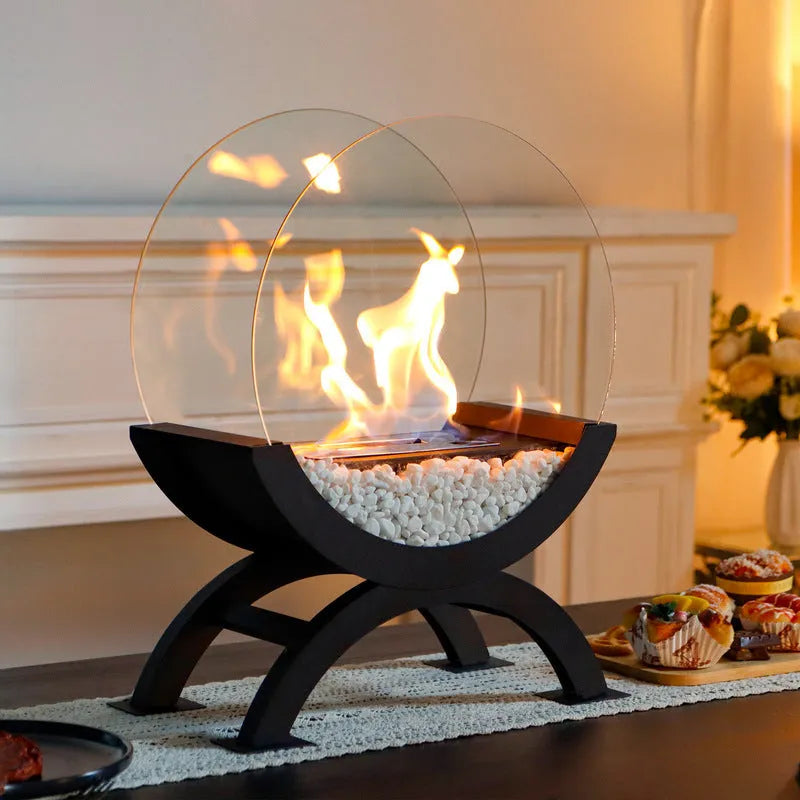 Black coarse sand iron alcohol lamp fireplace 32x19x24.5cm for indoor living room decoration with real flame