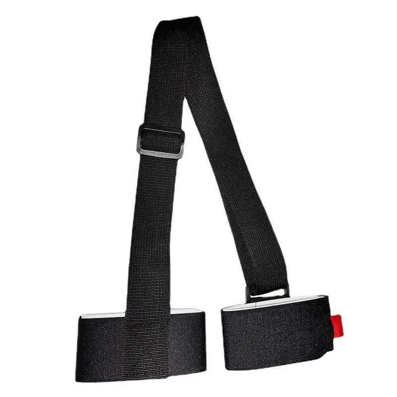 Adjustable shoulder strap for skiing bandages with hook and loop fastening