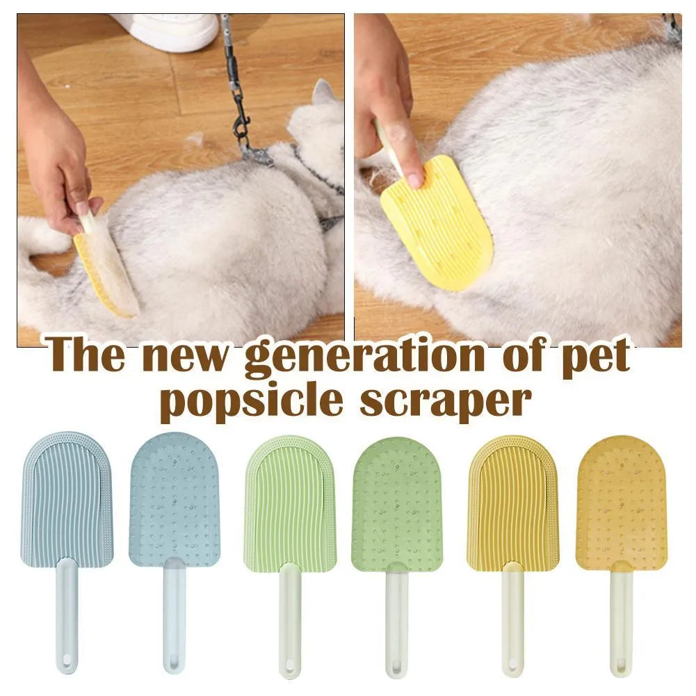 Blue foldable pet grooming brush with silicone bristles for cats and dogs