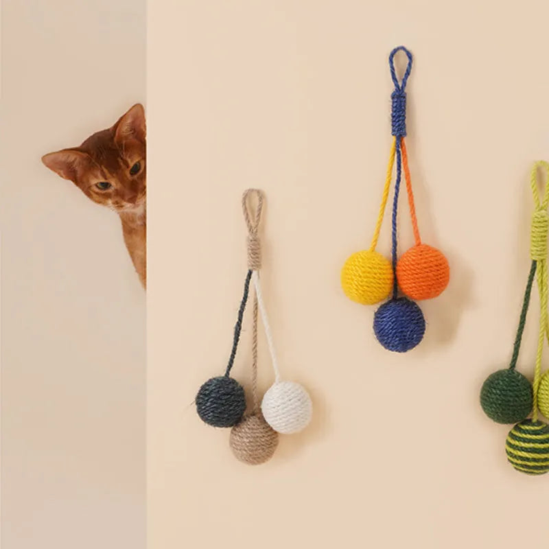255mm cat teaser stick toy with attached catnip balls in blue, green, and multicolour options