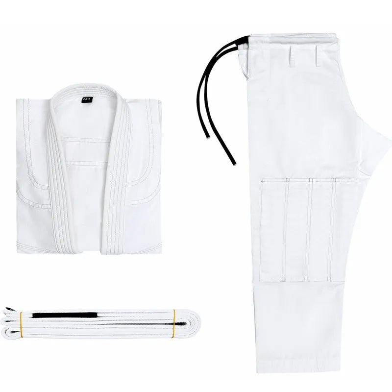 Brazilian Jiu-jitsu and judo training uniform set in a cotton blend fabric, shown in one of five available colours.