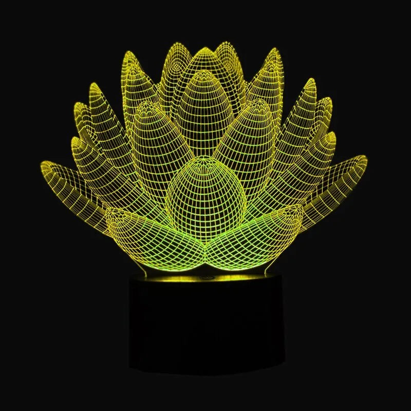 Modern lotus-shaped acrylic night light with touch switch and LED illumination.