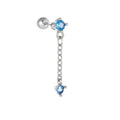 Star moon cubic zirconia pendant cartilage earring chain hoop in copper with gold finish