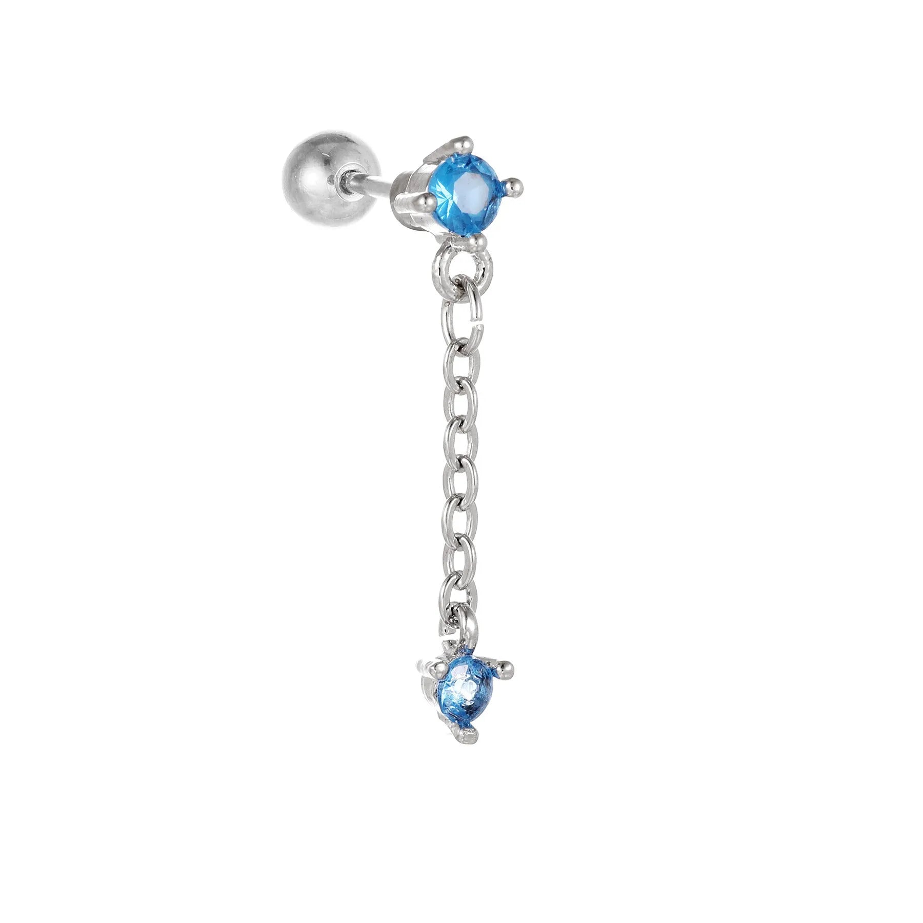 Star moon cubic zirconia pendant cartilage earring chain hoop in copper with gold finish