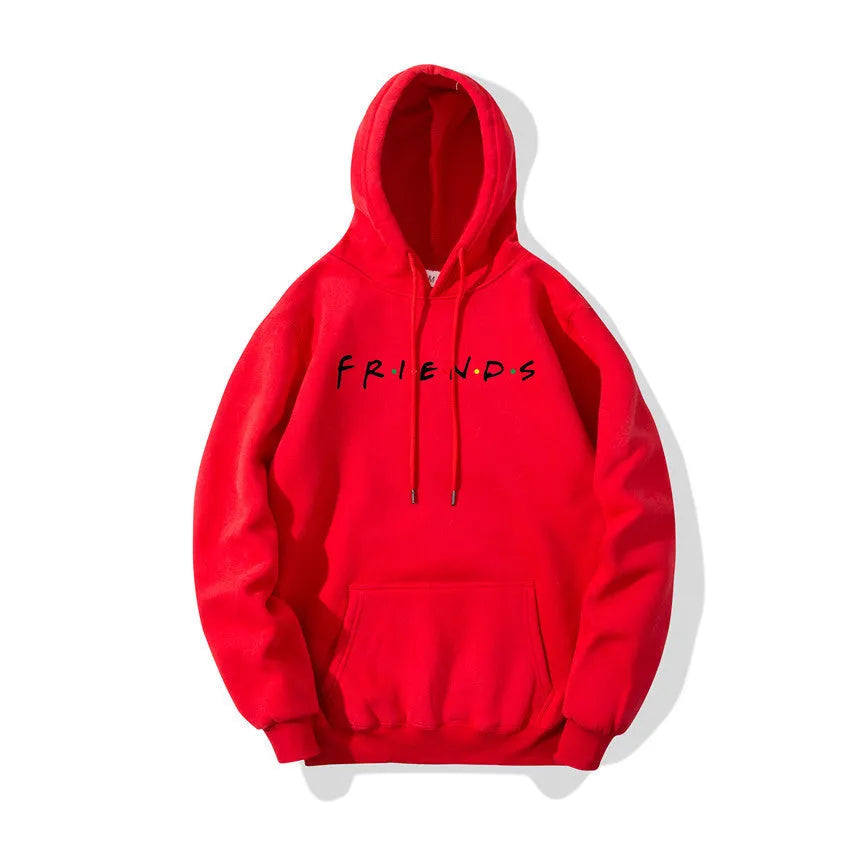 Letter printed plush hoodie in black available in sizes S to 3XL