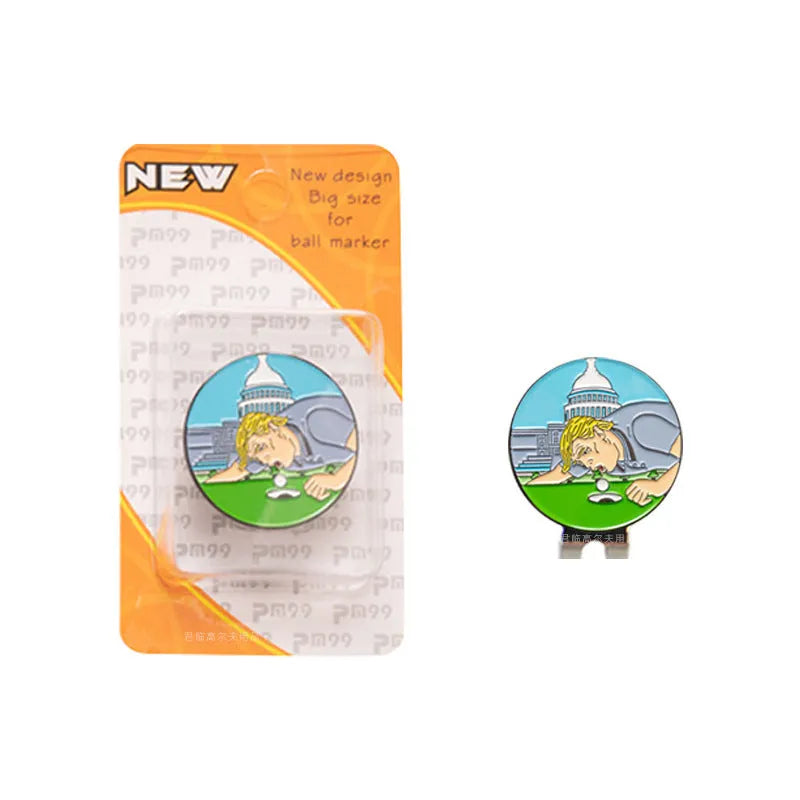 Zinc alloy golf hat clip with detailed dragon year and sports-themed metal patterns.