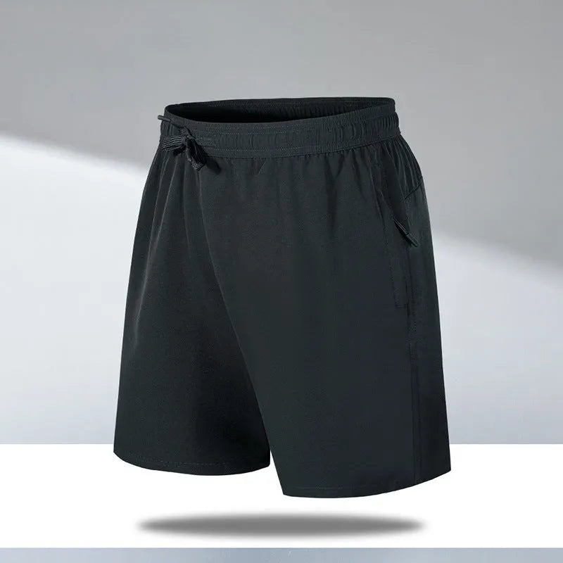 Man wearing loose fit quick-dry polyester beach shorts in a summer colour