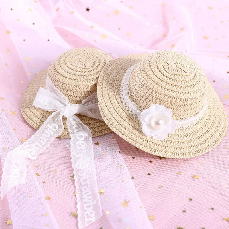 Handmade adjustable bowknot paper hat for a dog or cat, shown in a cartoon style with colour options.