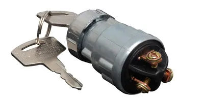 Copper vehicle ignition switch with a key for trucks and forklifts.