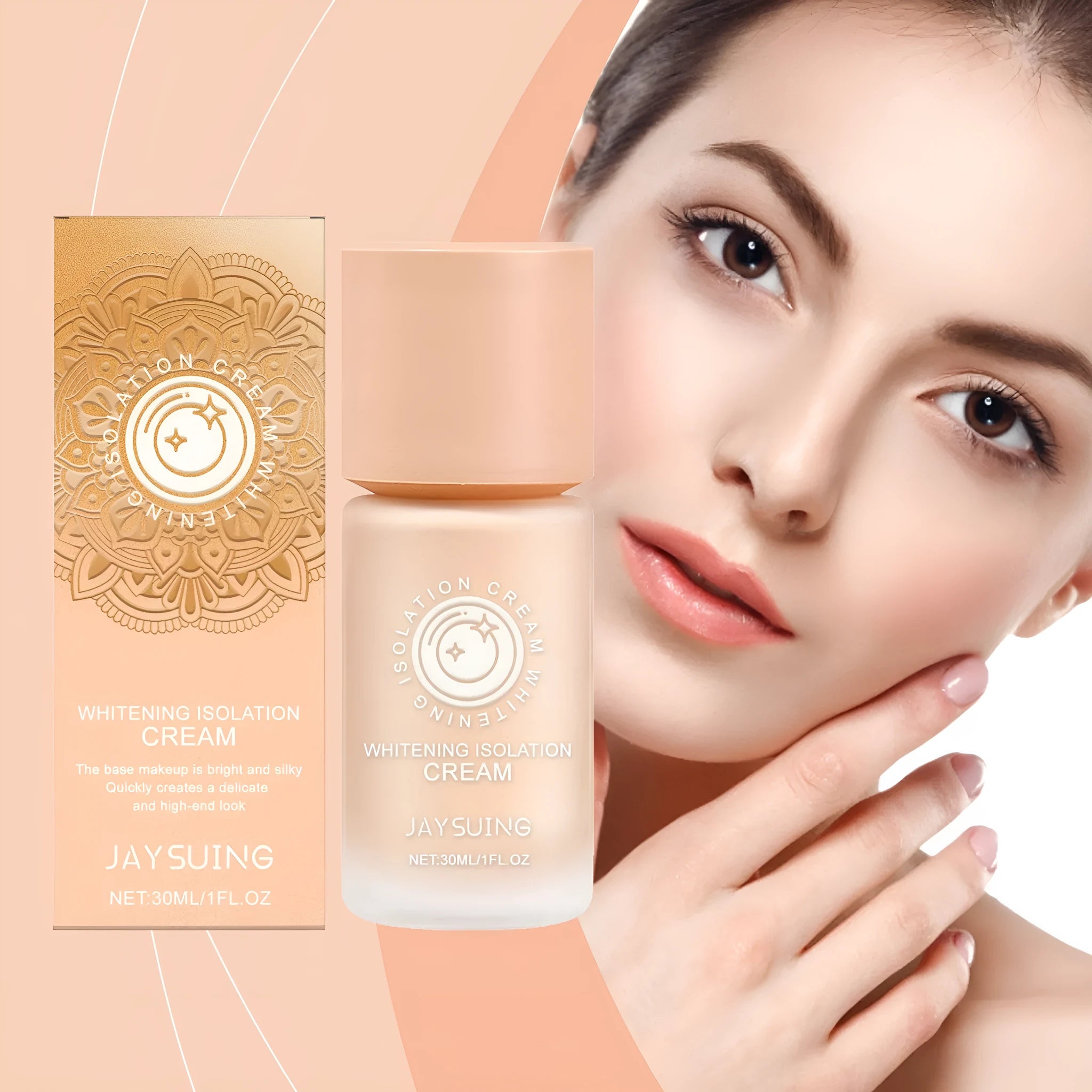 30ml bottle of clear, moisturising make-up primer cream with a pump dispenser.