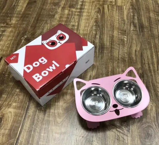 Anti-falling cat dog stainless steel feeding water bowl 35cm x 25cm x 80cm in black white pink blue