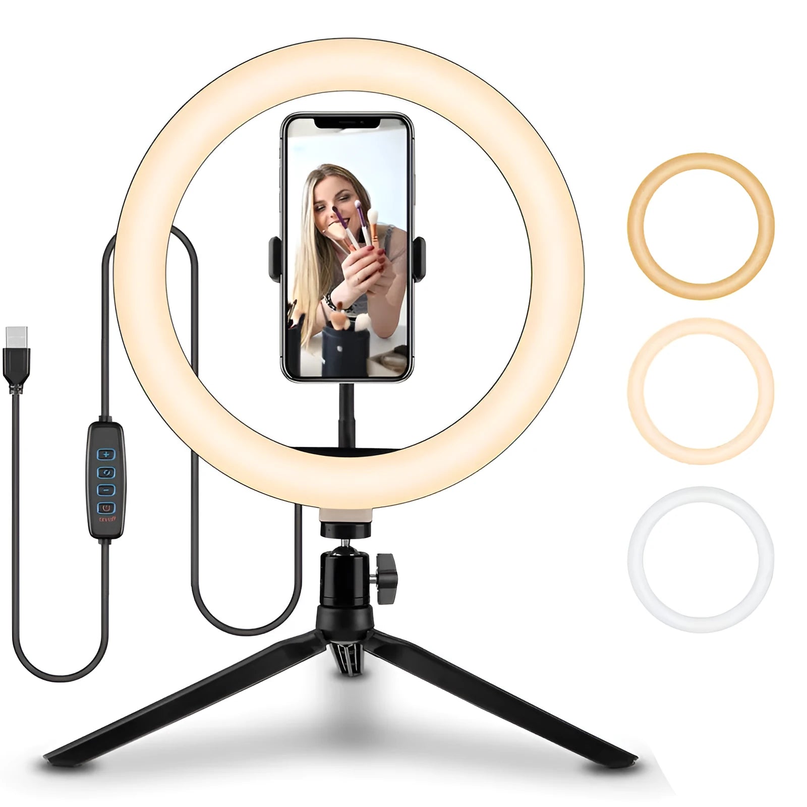 10-inch ring selfie light on a 19cm metal bracket for smartphone photography